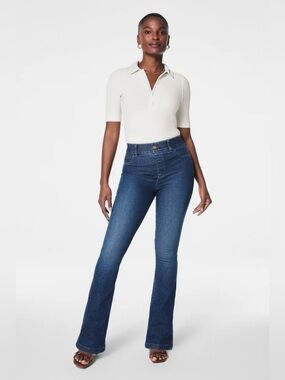 SPANX‎ ReDefine Flare Jeans Pull On High Rise Size XL Medium Indigo Sculpt